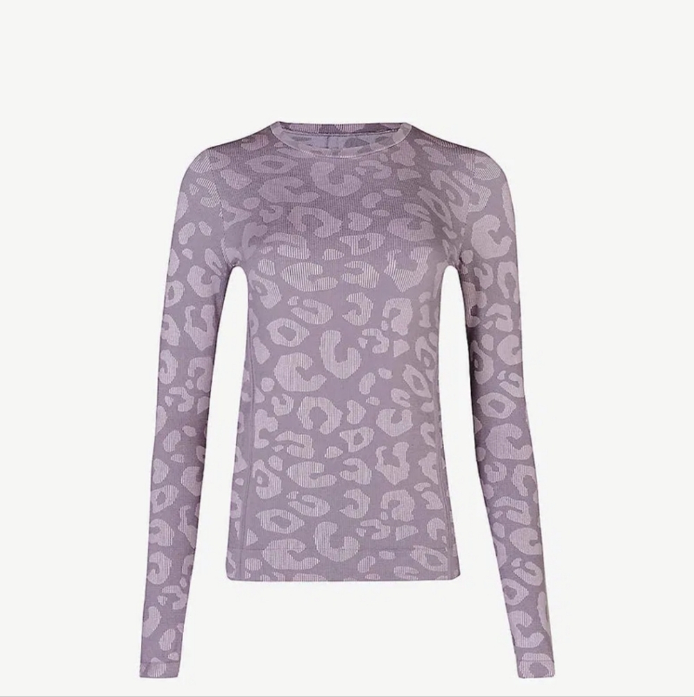 Sweaty Betty Lavender Leopard Jacquard Long Sleeve